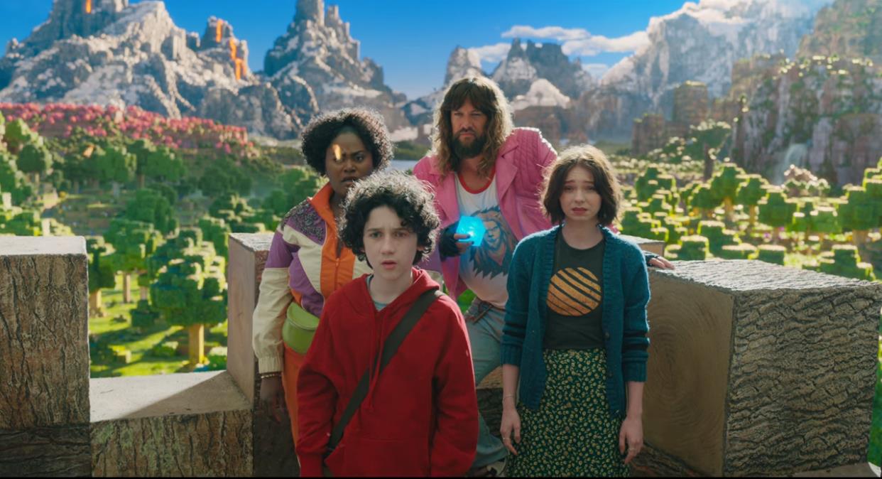 um filme minecraft trailer jason momoa jack black