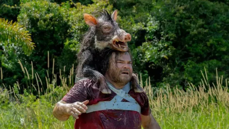 jack black e um javalir em anaconda filme